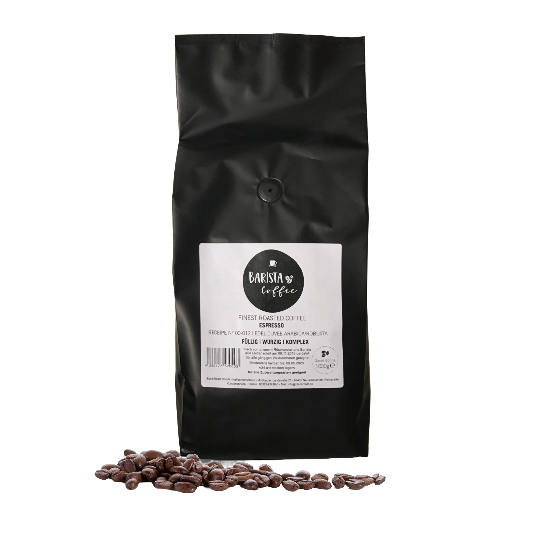 Schwarze Packung Barista Kaffee von Blank Roast mit Kaffeebohnen zum Barista Kaffee kaufen