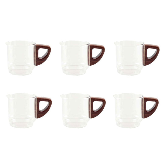 Glaskaffeetassen mit Holzgriff – 6er Set