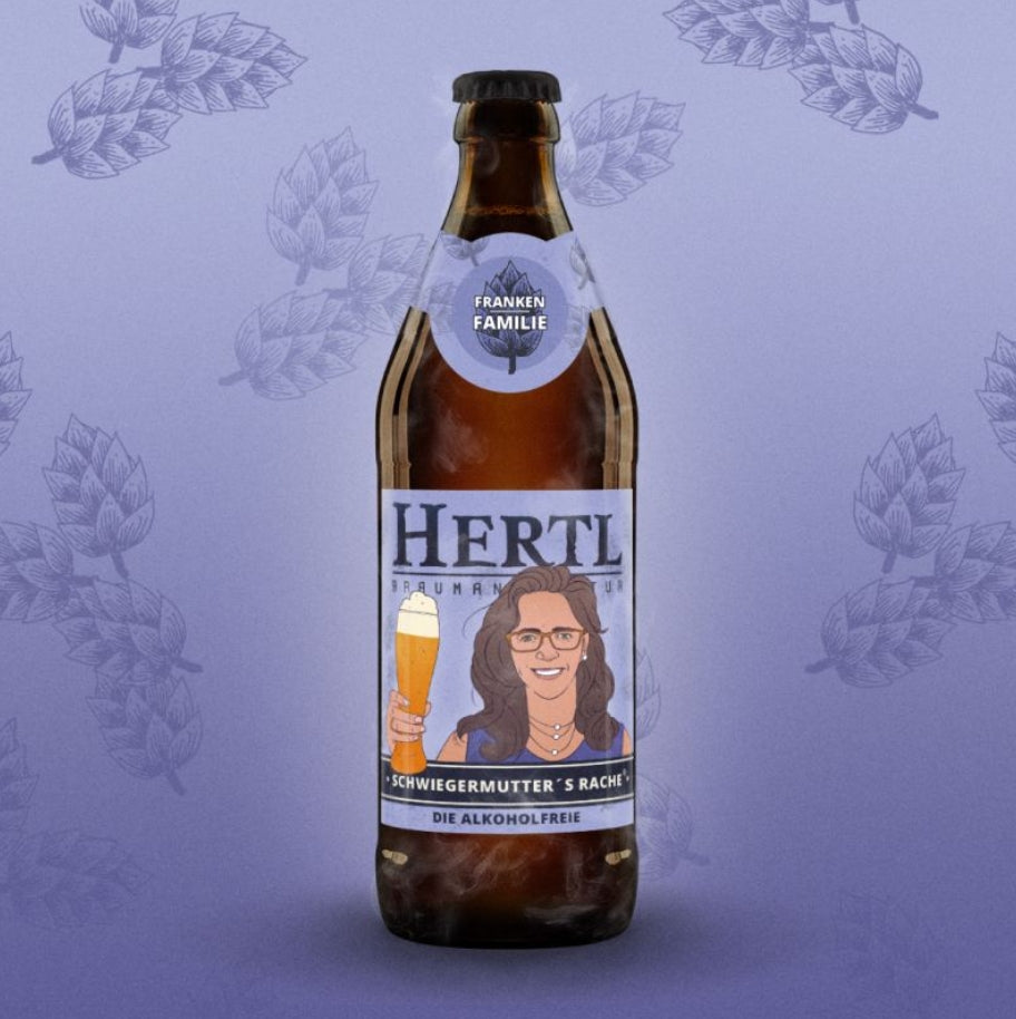 Braumanufaktur Hertl handwerklich gebrautes Bier alkoholfrei mit Schwiegermutter's Rache Etikett