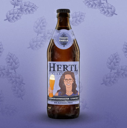Braumanufaktur Hertl handwerklich gebrautes Bier alkoholfrei mit Schwiegermutter's Rache Etikett