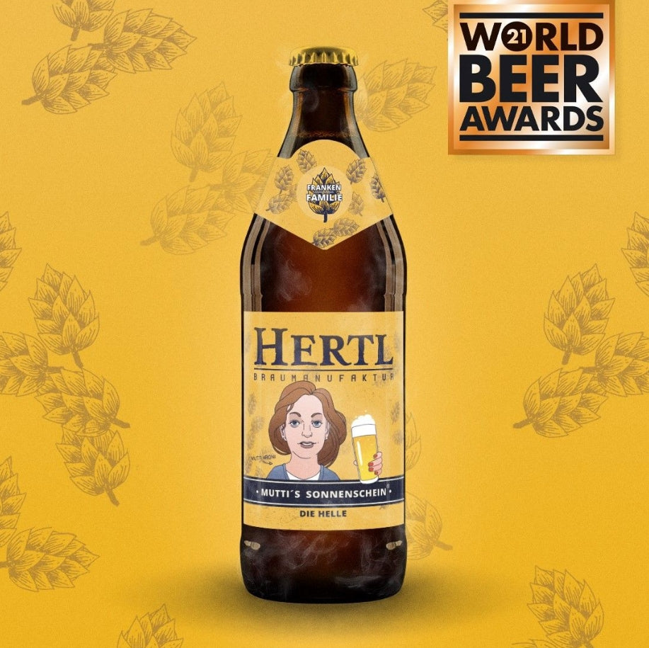 Mutti’s Sonnenschein Helles Bierflasche von Braumanufaktur Hertl mit Auszeichnung World Beer Awards