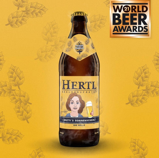 Mutti’s Sonnenschein Helles Bierflasche von Braumanufaktur Hertl mit Auszeichnung World Beer Awards