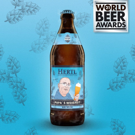 HERTL Papa’s Weißheit kaufen Bierflasche von Braumanufaktur Hertl mit blauem Etikett und Auszeichnung